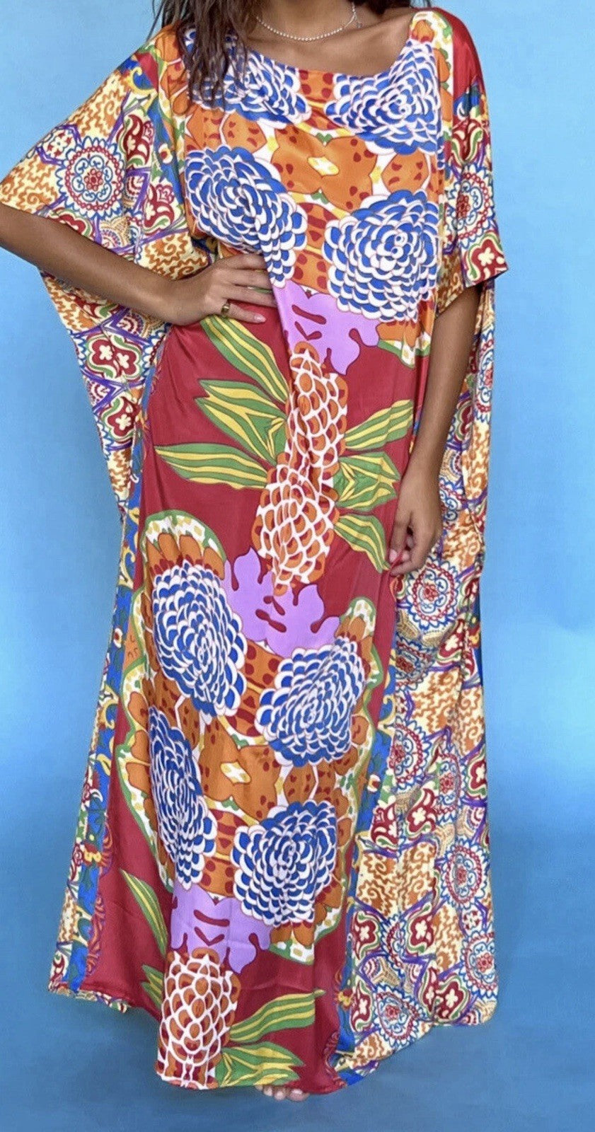 ANTICA SARTORIA 2024 COLORFUL RED FLOWER LONG KAFTAN/DRESS O/S TO XXL