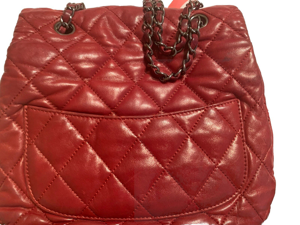 CHANEL ACCORDION FLAP BAG Burgundy In Quilted Leather