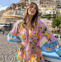 Antica Sartoria 2026 Pink Blue Lemon 🍋 Tie Front Short Dress Top NWT O/S