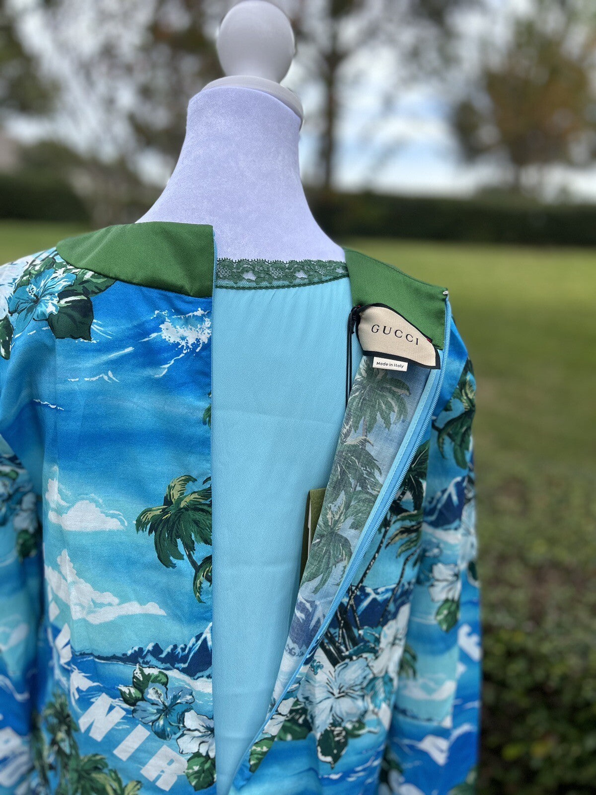 GUCCI LOVE PARADE souvenir from Los Angeles ocean print A LINE DRESS Size 42