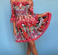 ANTICA SARTORIA 2024 SMOCKED OFF SHOULDER ASIAN PRINT LOVELY DRESS TOP NWT O/S