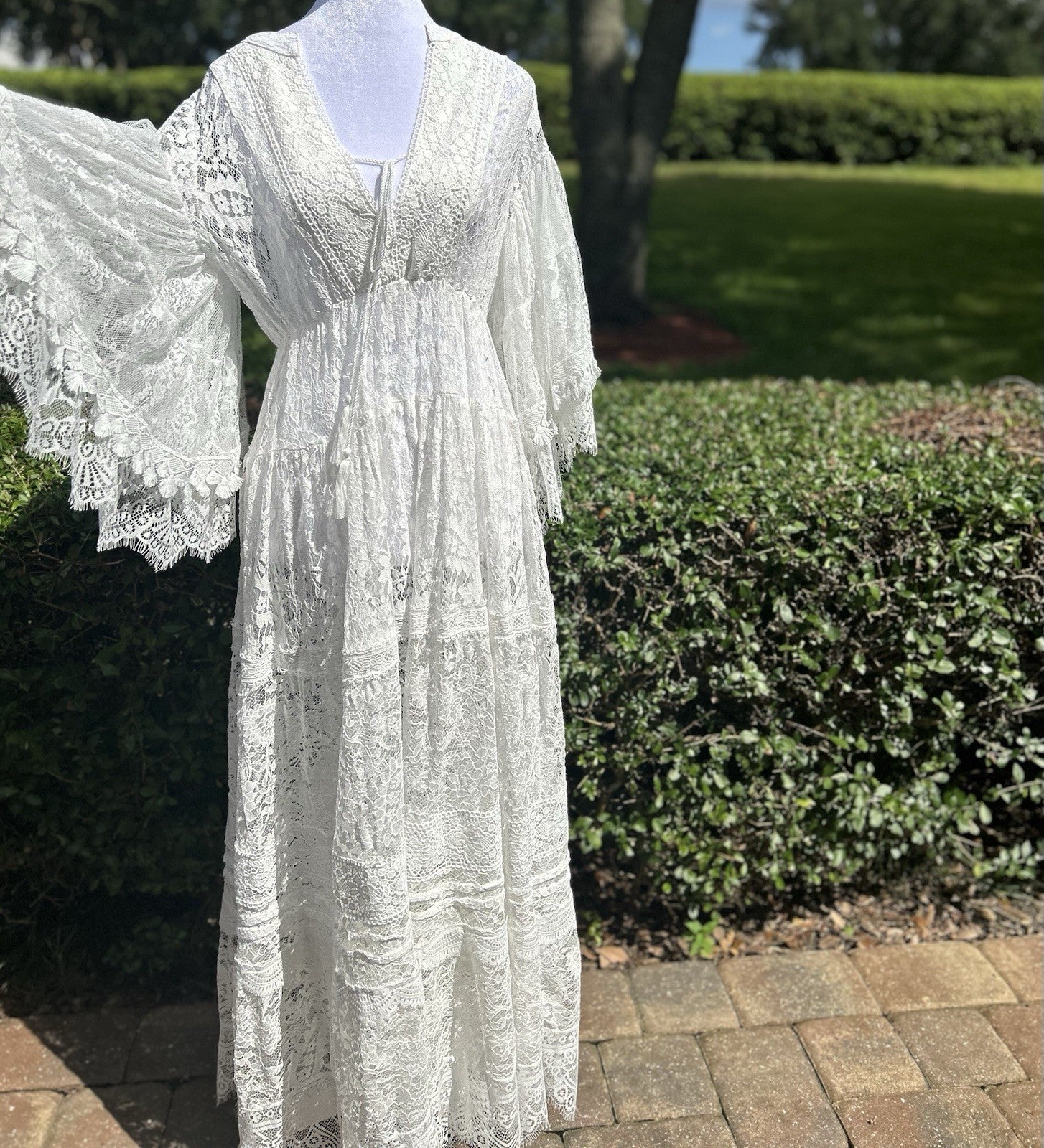 Antica Sartoria 2024 White Lace Embroidery Cinched Waist  Dress NWT O/S