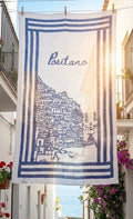 Antica Sartoria 2026 Blue & White Positano Scarf Cotton Linen NWT