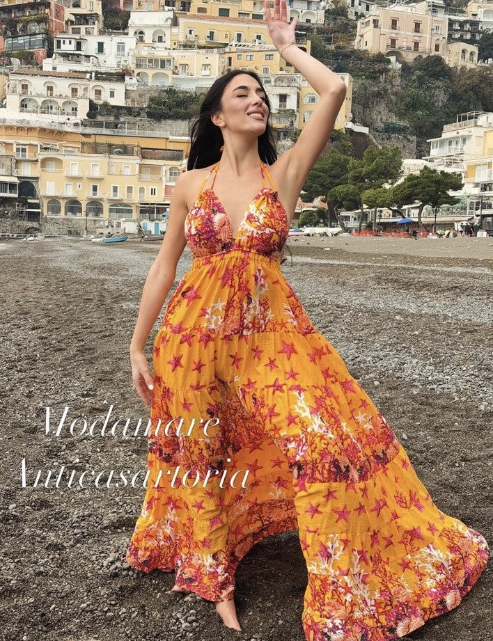 Antica Sartoria 2026 Stars And Corals Halter Long Dress Nwt O/S