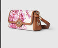 Gucci Luce Small Shoulder Bag In White And Pink Canvas Light Gold Toned NEW
