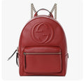 GUCCI  GG SOHO RED PEBBLED CALFSKIN LEATHER CHAIN BACKPACK BAG