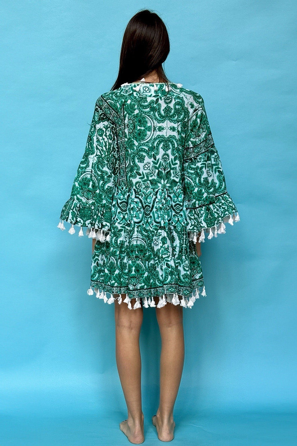 Antica Sartoria 2024 Green & White Flowers Tie Front Dress NWT O/S