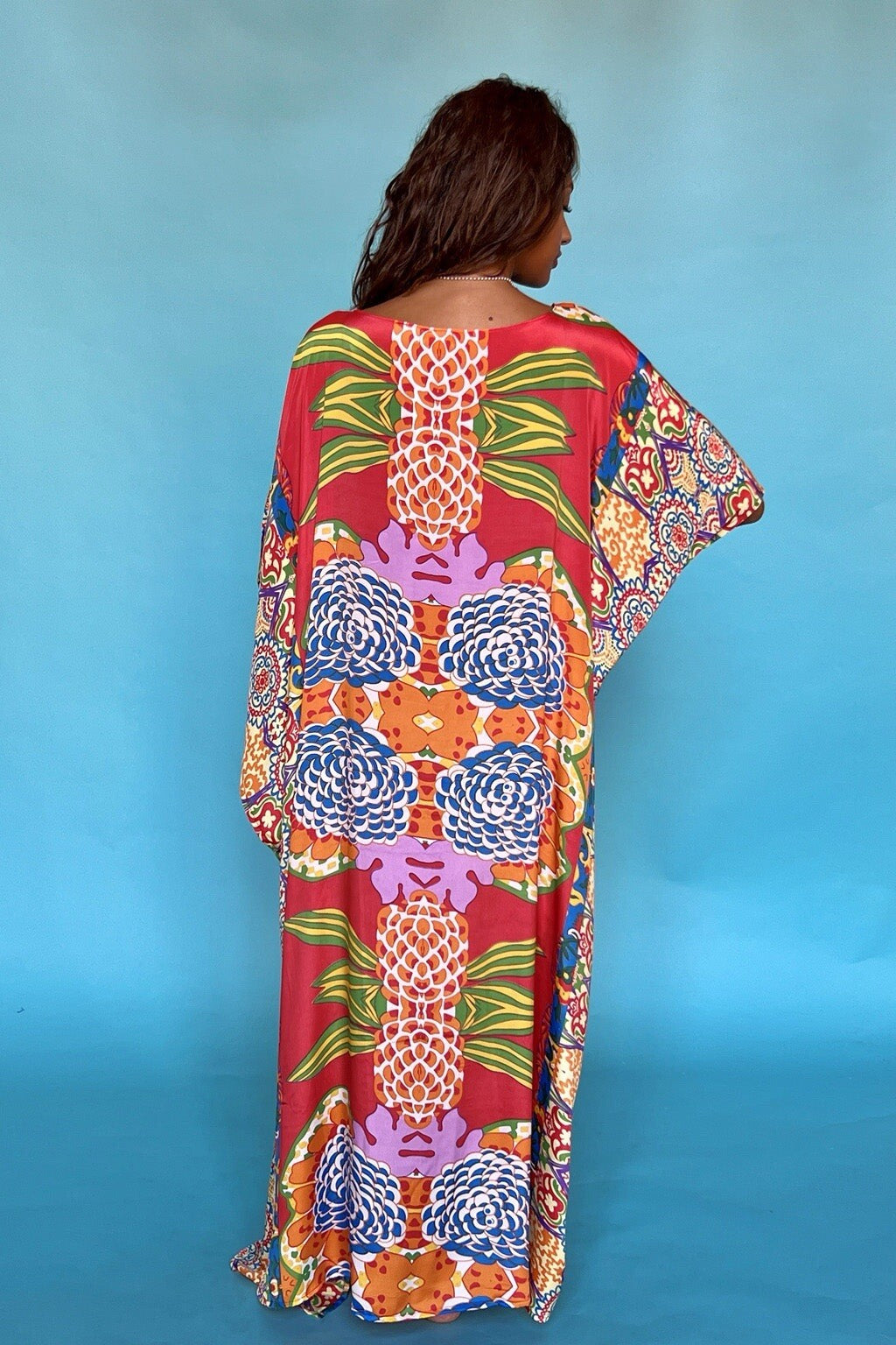 ANTICA SARTORIA 2024 COLORFUL RED FLOWER LONG KAFTAN/DRESS O/S TO XXL