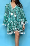 Antica Sartoria 2024 Green & White Flowers Tie Front Dress NWT O/S