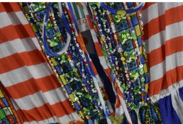 ANTICA SARTORIA 2024 BLUE RED WHITE IT'S THE KNIGHTS SHORT DRESS NWT OS