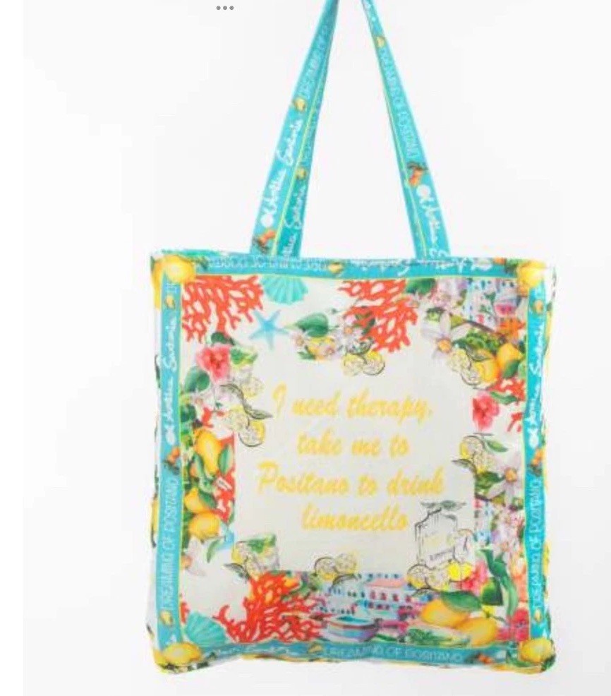 Antica Sartoria 2025 Positano Coral & Lemon Beach Tote Bag Nwt Gorgeous