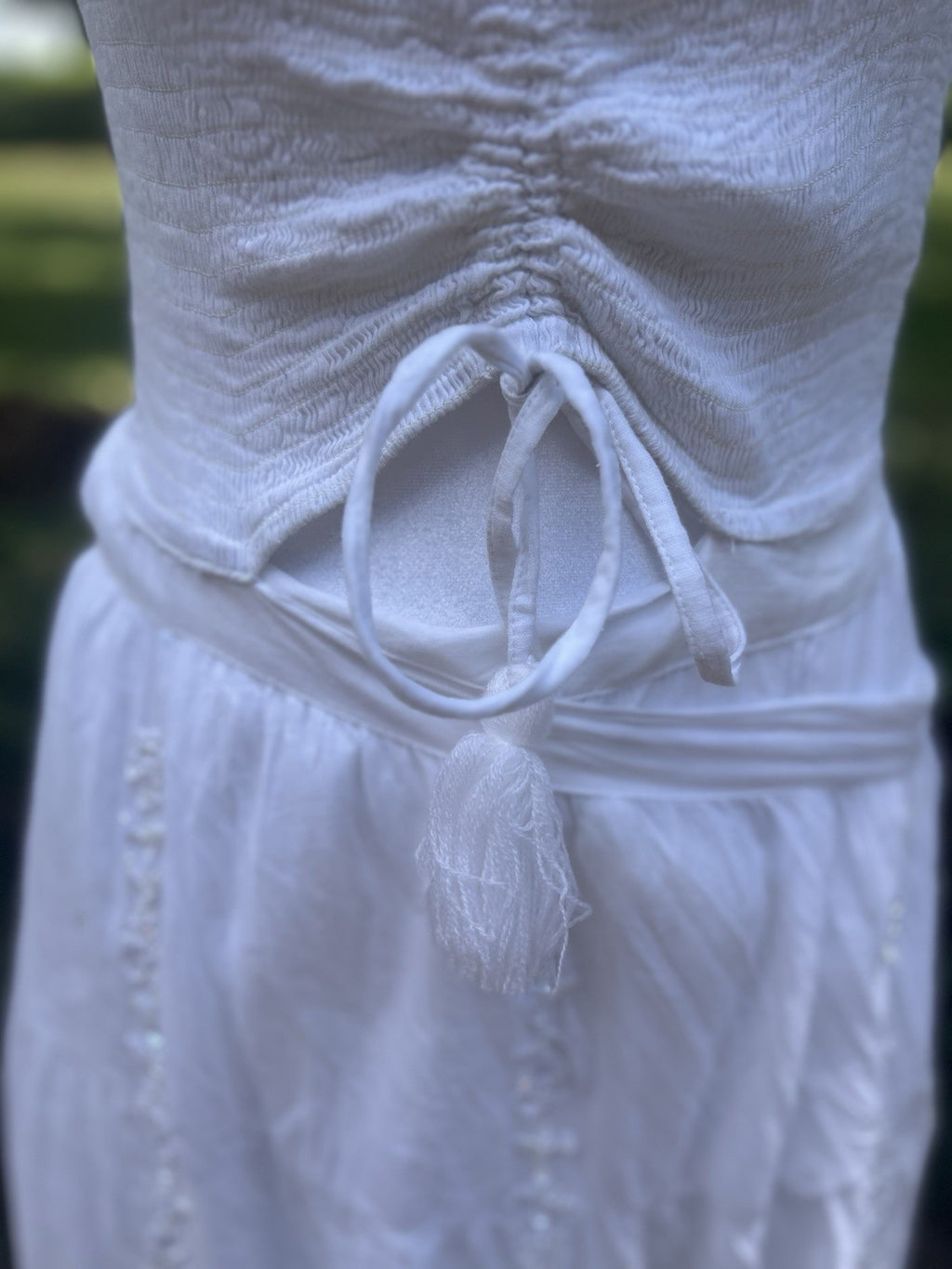 Antica Sartoria 2024 White Wrap Around Dress Smoked Adj Strap Top Cotton NWT O/S
