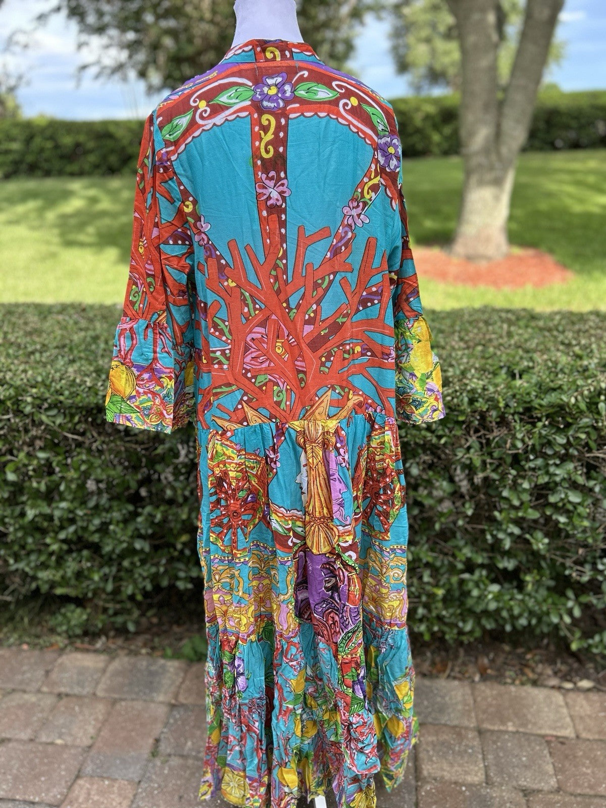 ANTICA SARTORIA 2024 LEMON & CORAL AQUA LONG Beaded DRESS NWT O/S