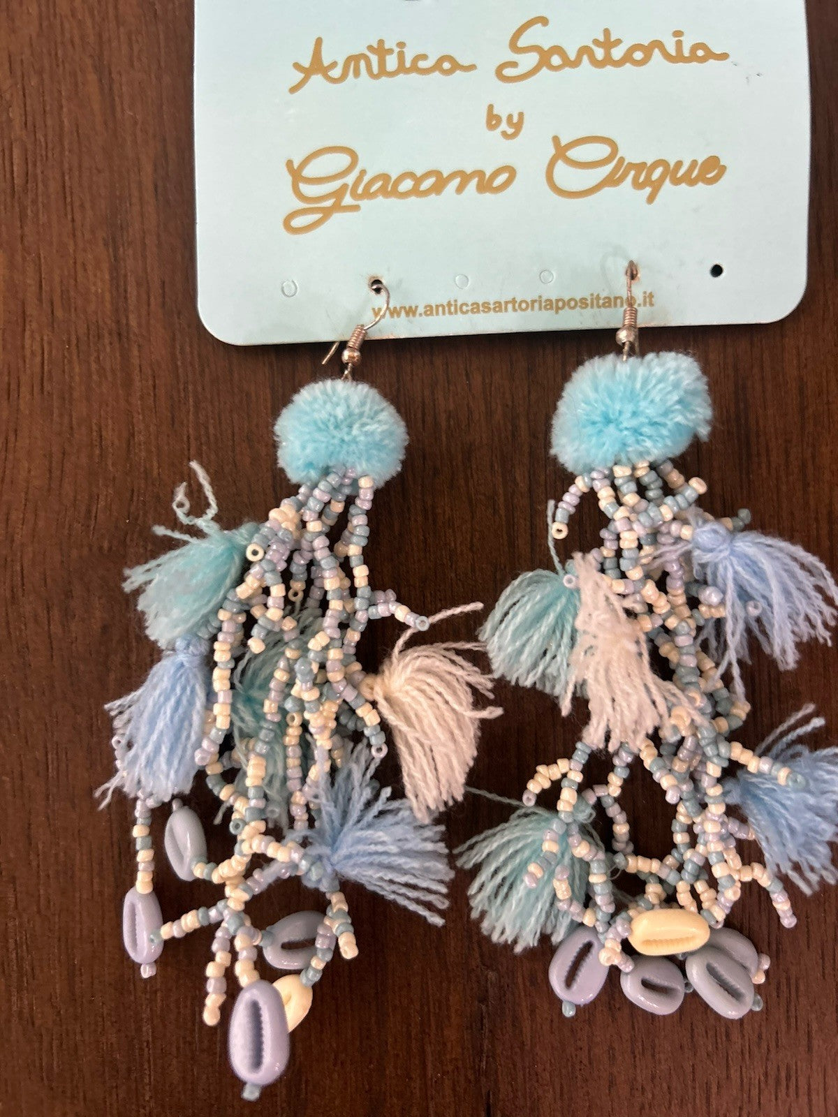 Antica Sartoria Lemon Pink Seashell Earrings & Necklace Set NWT