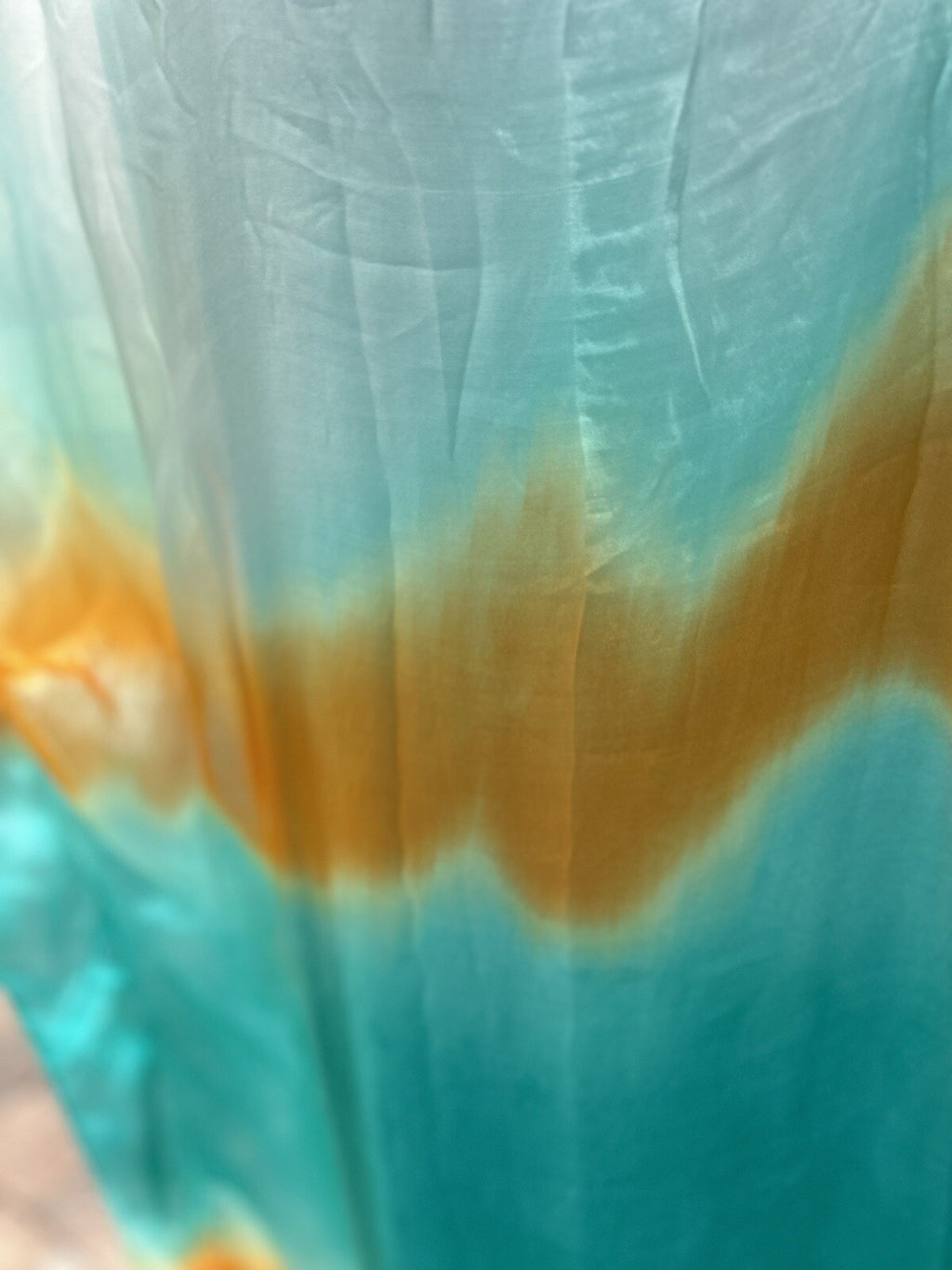 Made In Italy Silk Dress Kaftan Aqua, Nude Gold One Size