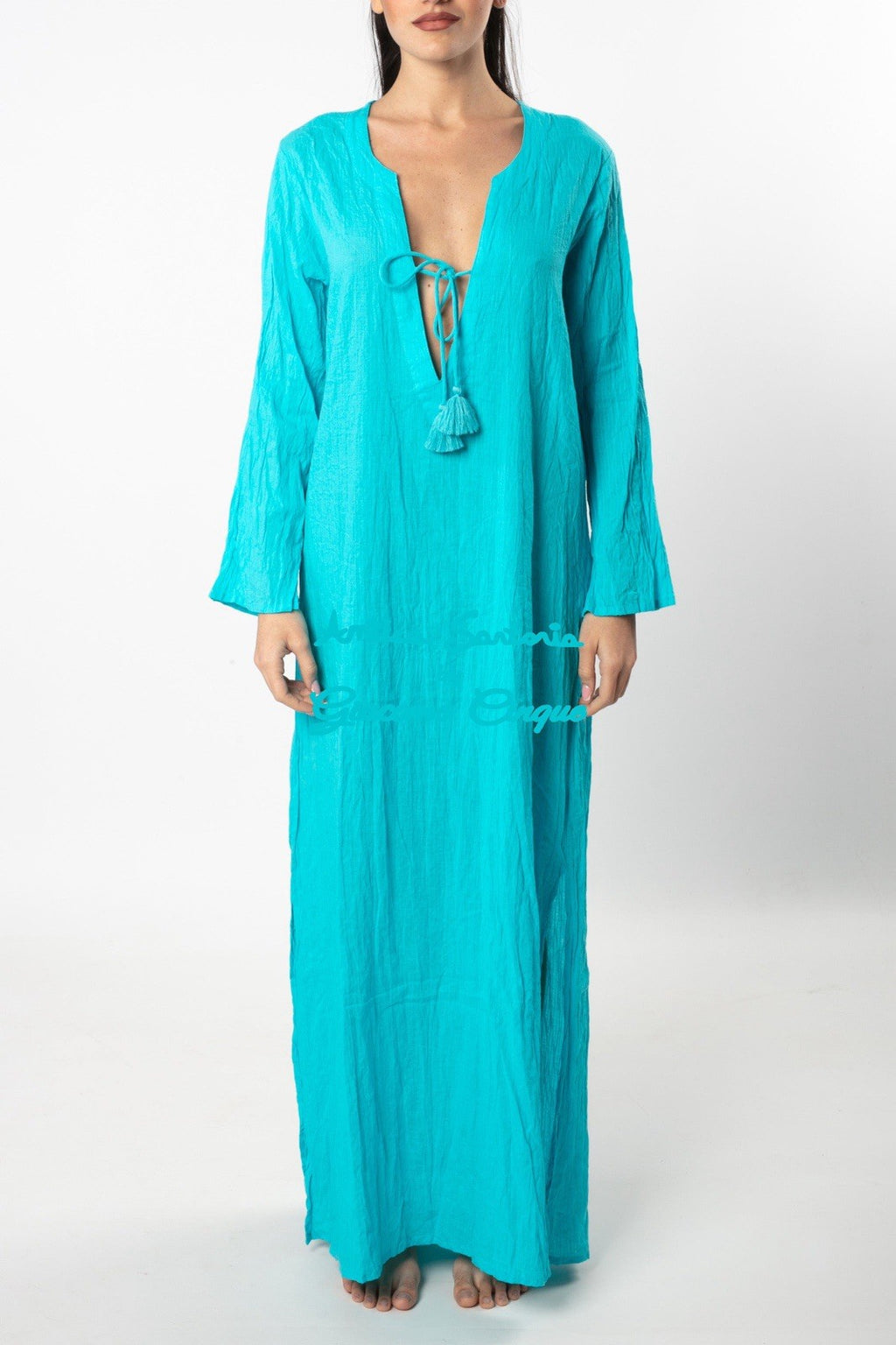ANTICA SARTORIA 2025 TURQUISE LONG KAFTAN L/XL NWT