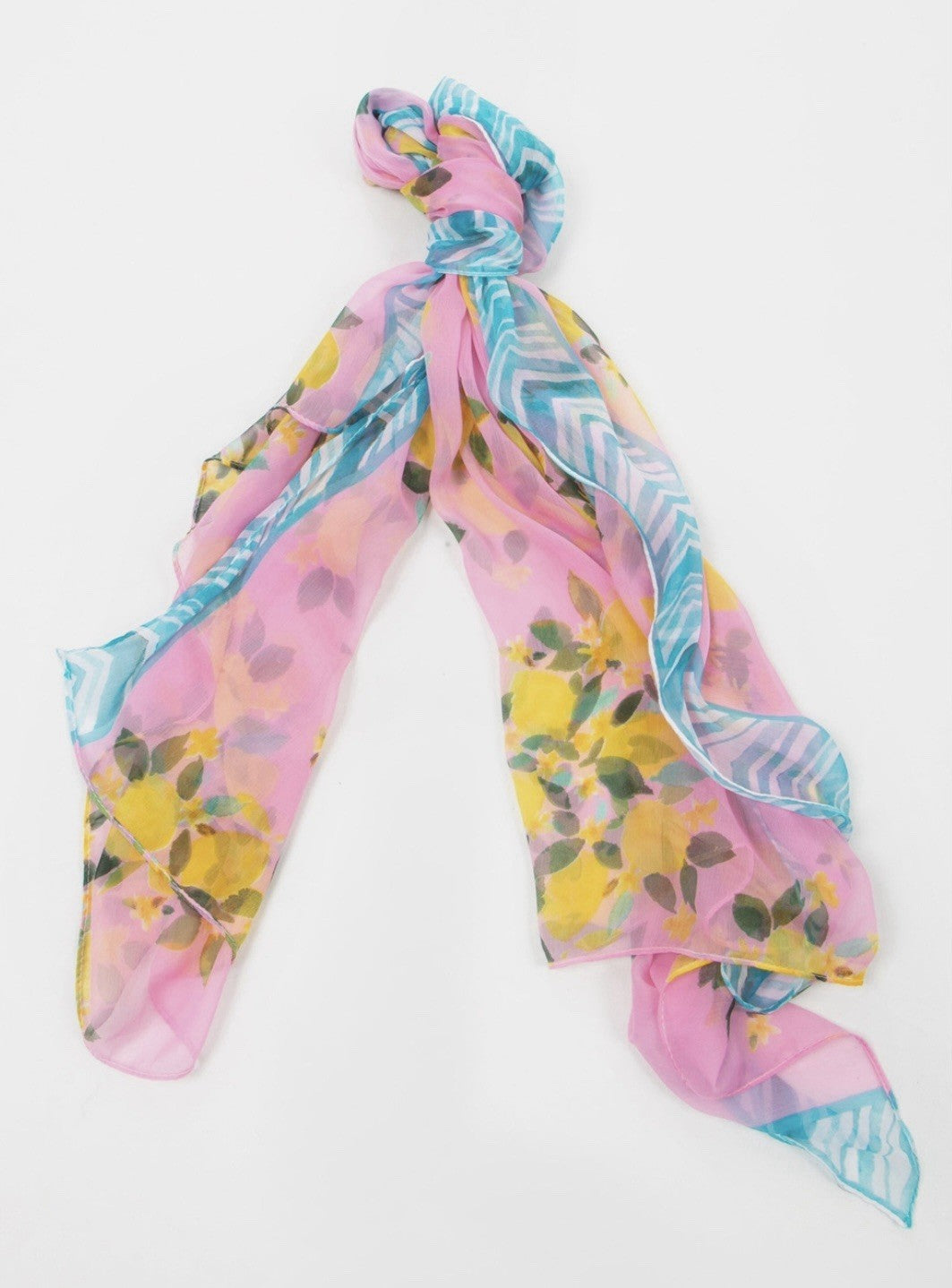 Antica Sartoria Pink With Lemon Chiffon Scarf NWT sarong 40x70