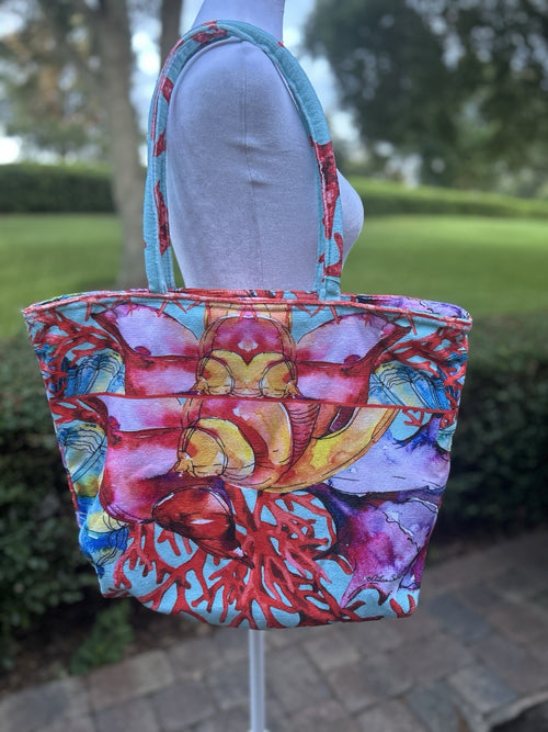 Antica Sartoria 2024 Inder The Sea Corals Beach Tote Bag Lined Inside NWT