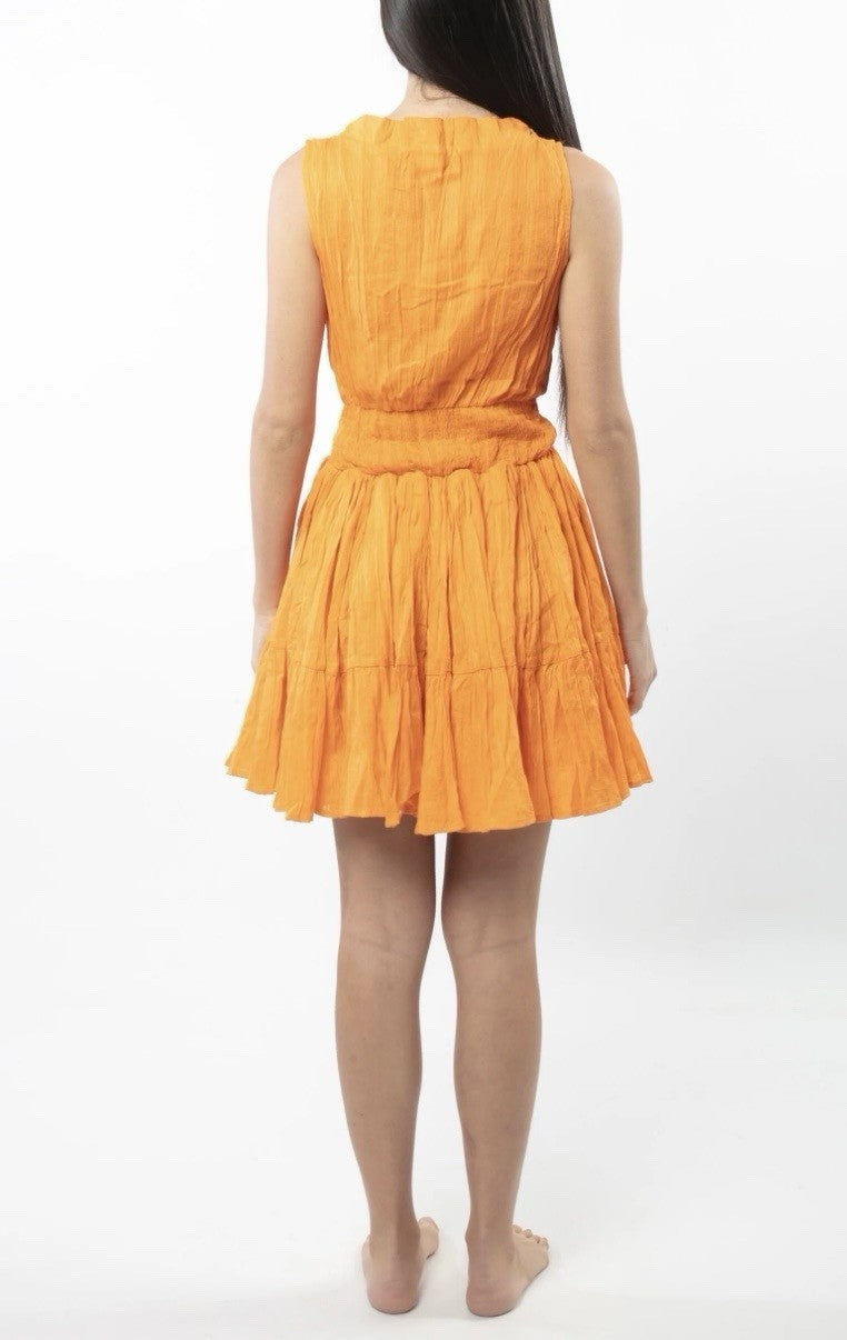 ANTICA SARTORIA 2025 CANTALOPE ORANGE TIE TOP SHORT DRESS NWT OS