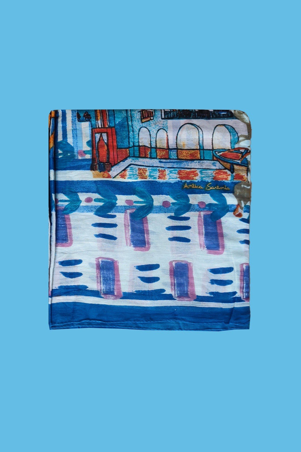 ANTICA SARTORIA 2024 DANCING HARLEQUIN STRIPES Cotton SCARF 40x70 NWT