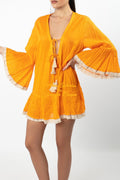 ANTICA SARTORIA 2025 ORANGE V NECK SHORT DRESS COVER UP O/S NWT