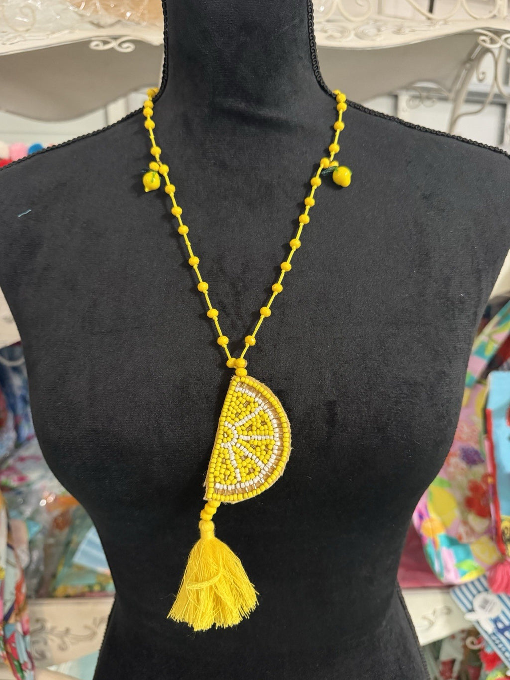 Antica Sartoria 2026 Yellow Lemon Slice Beaded Necklace Nwt