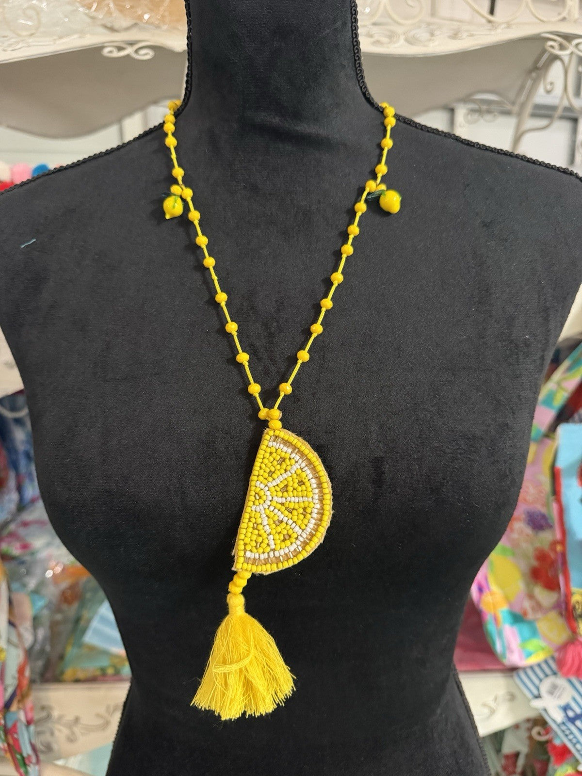 Antica Sartoria 2026 Yellow Lemon Slice Beaded Necklace Nwt