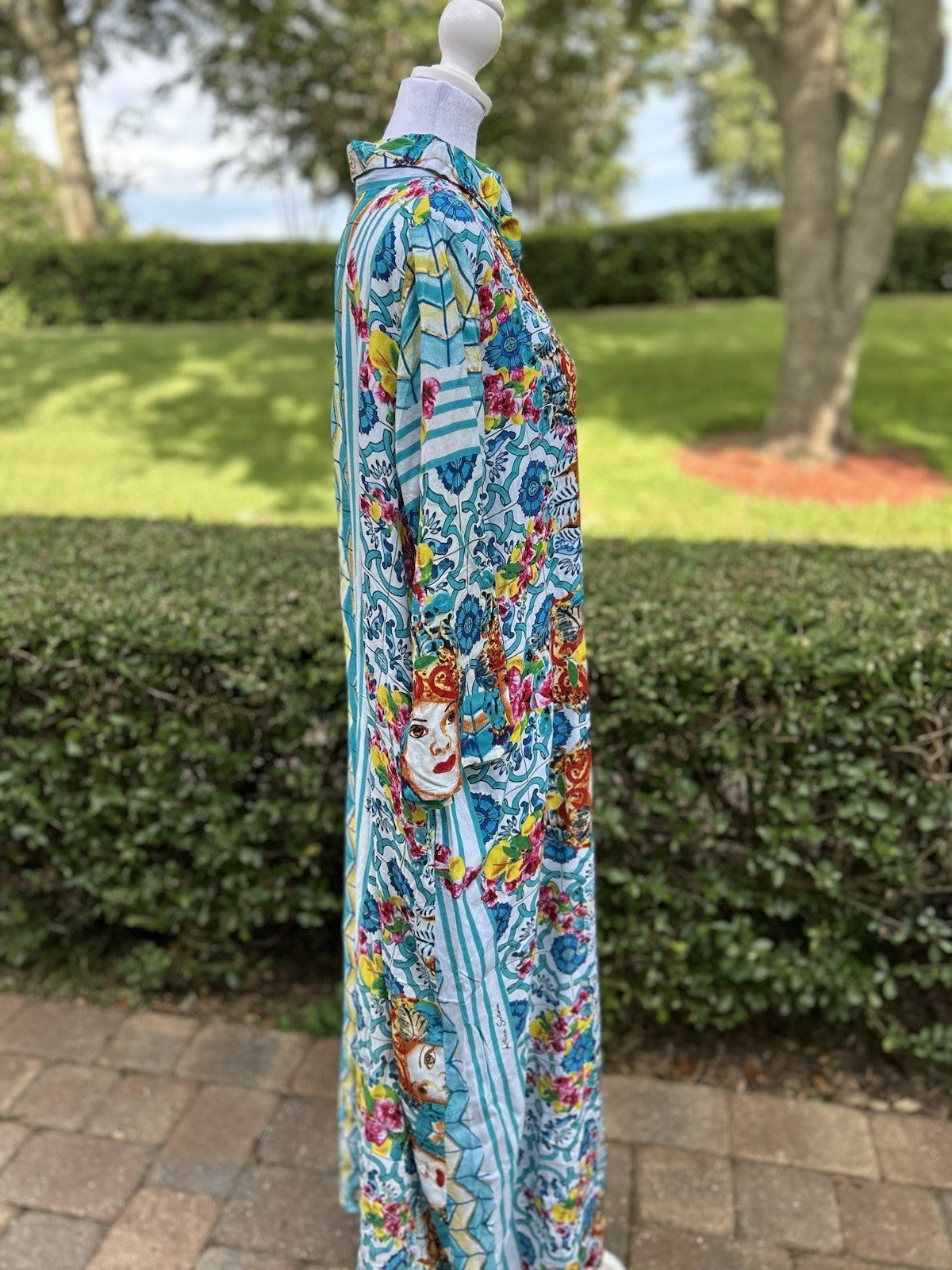Antica Sartoria 2024 Ladies And Flowers Long Button Dress Kaftan NWT S/M