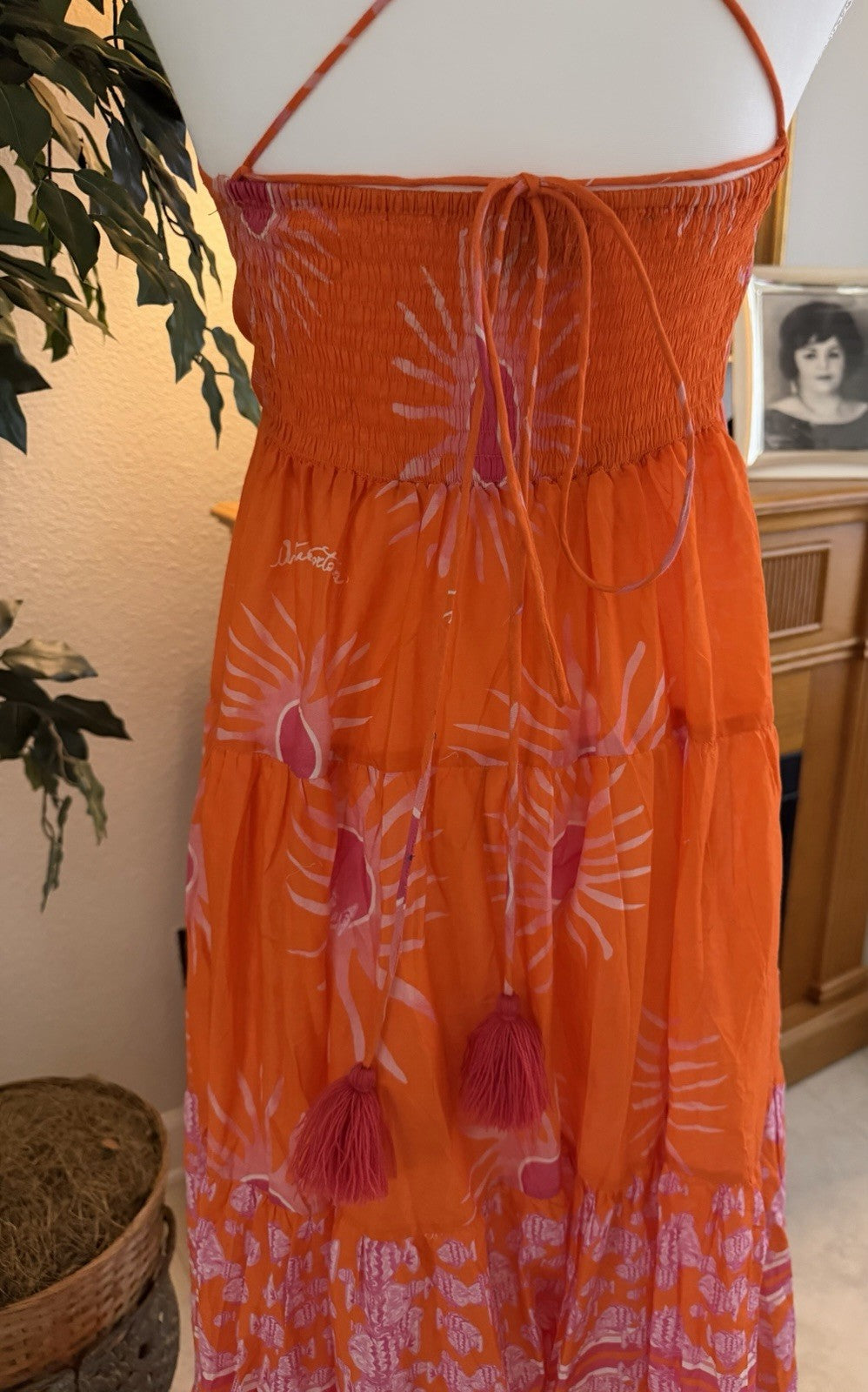 antica sartoria 2026 Starburst Coral Sleeveless Peek A Boo Sample Dress O/S