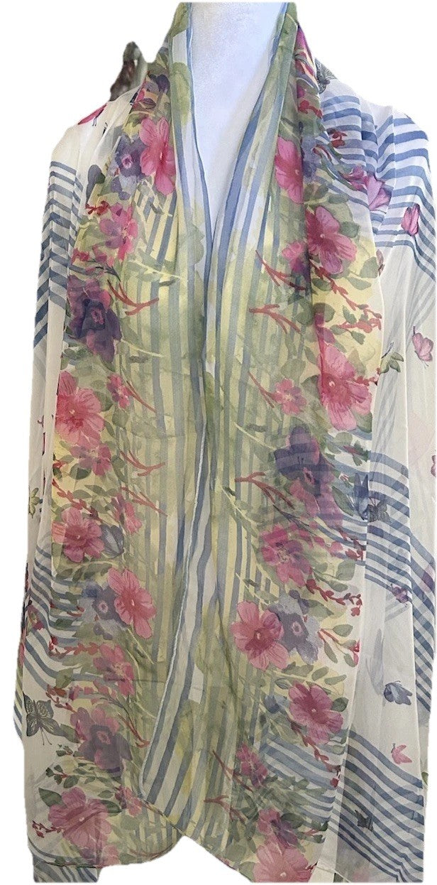Antica Sartoria Poly Chiffon Scarf 40 X 70 Flowers & Butterflies  🦋 SOLD OUT