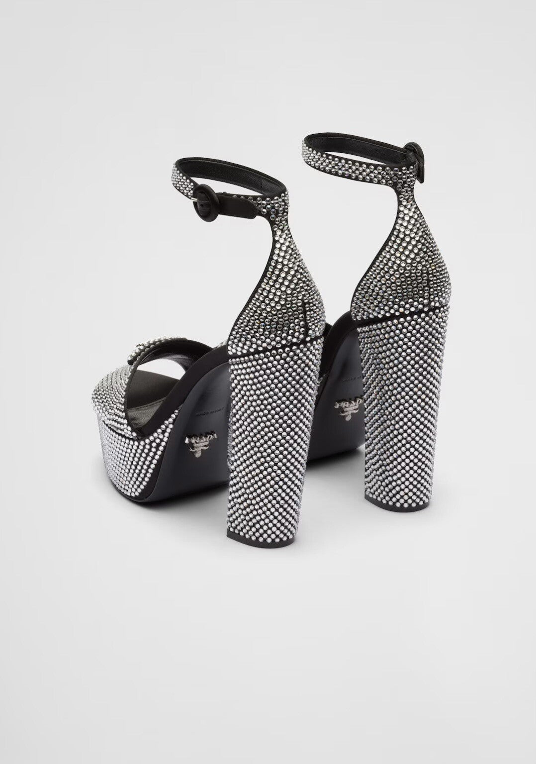 Prada Satin platform sandals with crystals Size 38.5 New 100% Authentic