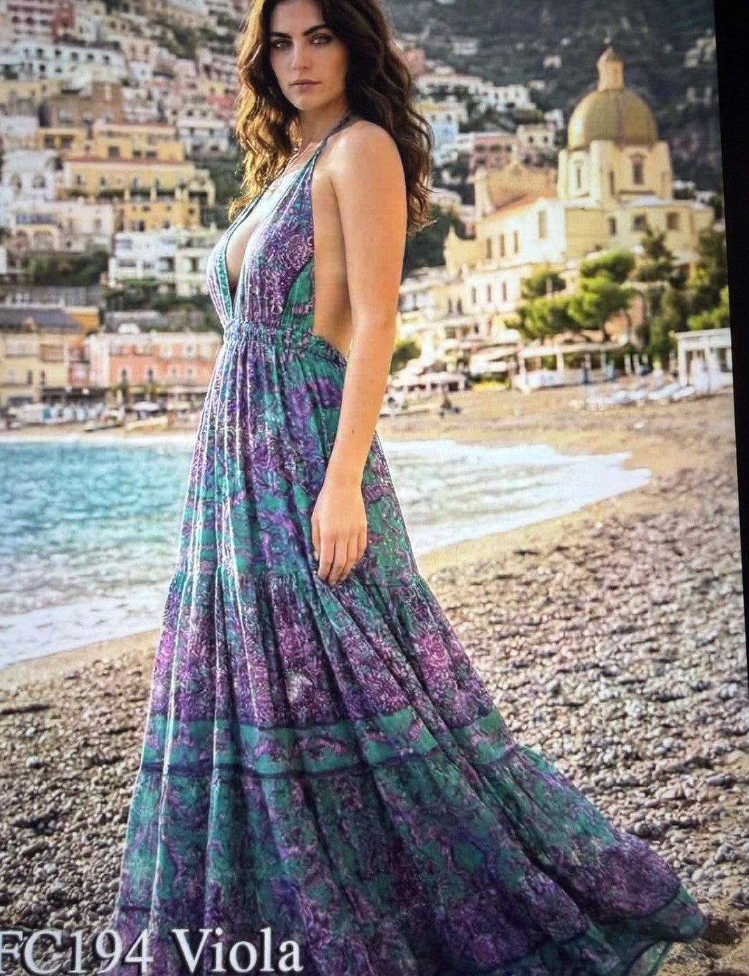 Antica Sartoria 2026 Purple & Aqua Long Open Back Dress O/S NWT
