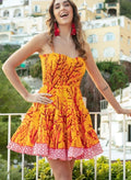 Antica Sartoria 2026 Orange & Red Coral Print Smocked Top Dress NWT O/S