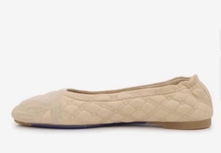 Burberry Beige Quilted Slip-On Ballerina Shoes NWT 38.5