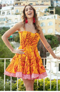 Antica Sartoria 2026 Orange & Red Coral Smocked Top Adj Strap Dress O/S Nwt