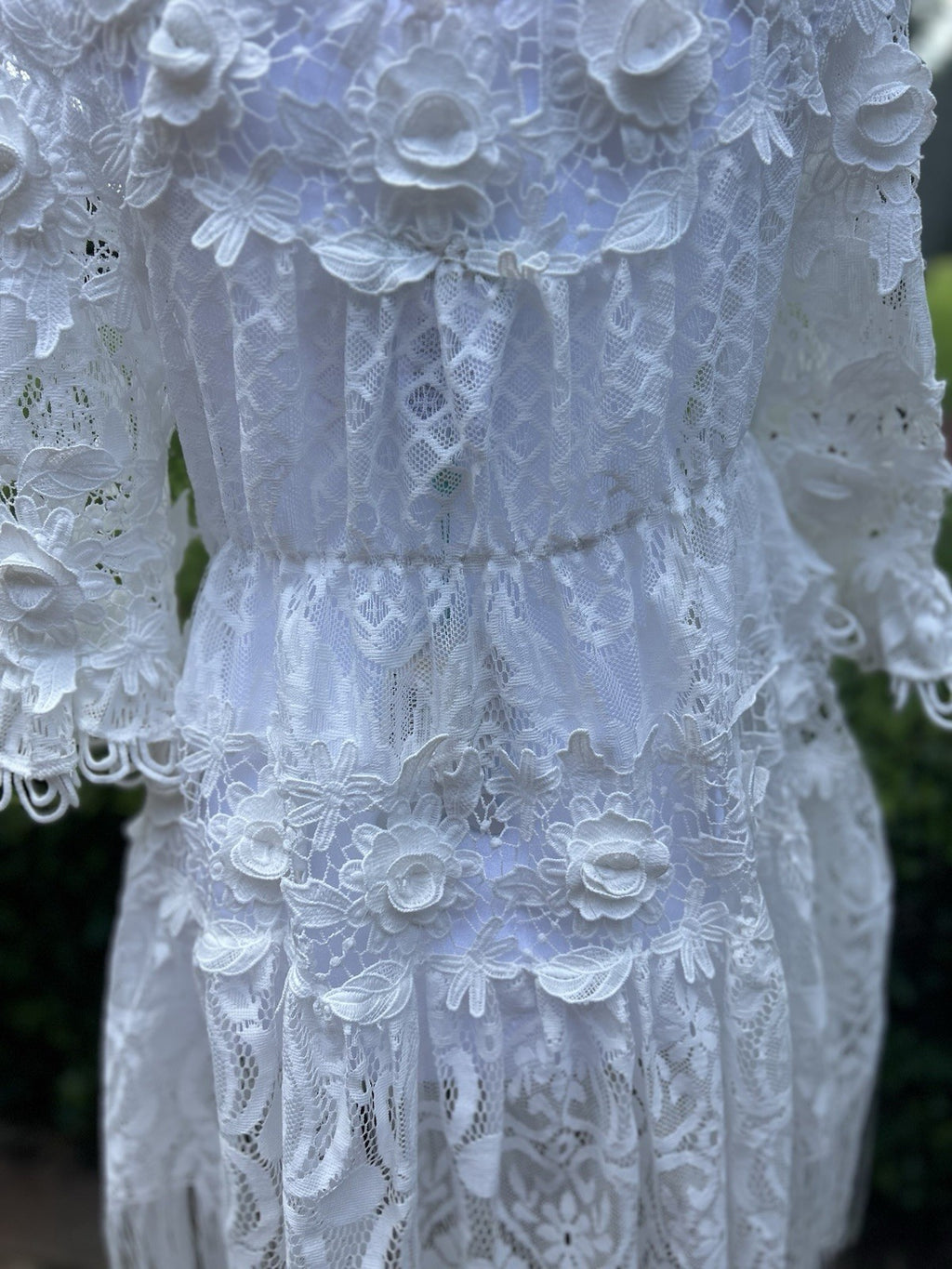 Antica Sartoria White Lace Embossed Flowers Dress BEAUTIFUL NWT O/S