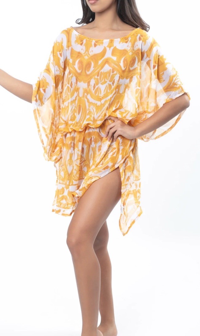 Antica Sartoria 2025 Gorgeous Top/poncho/cover Up Yellow & White NWT O/S