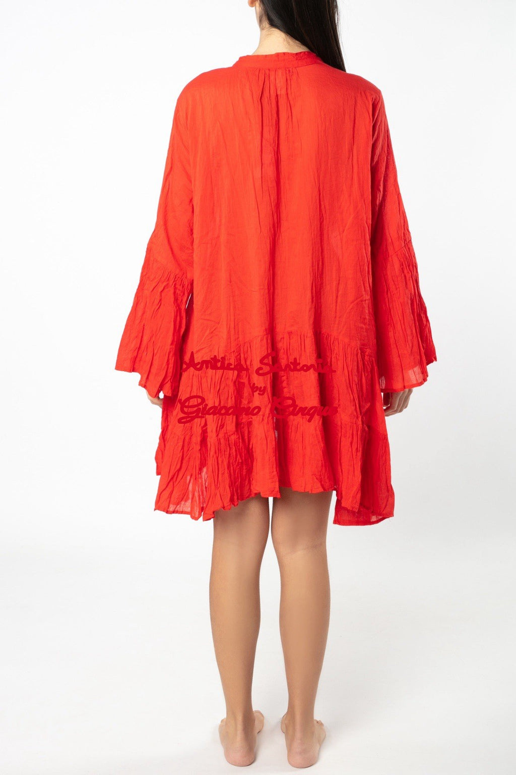 ANTICA SARTORIA 2025 SHORT RED HOT V NECK DRESS 2025 NWT O/S