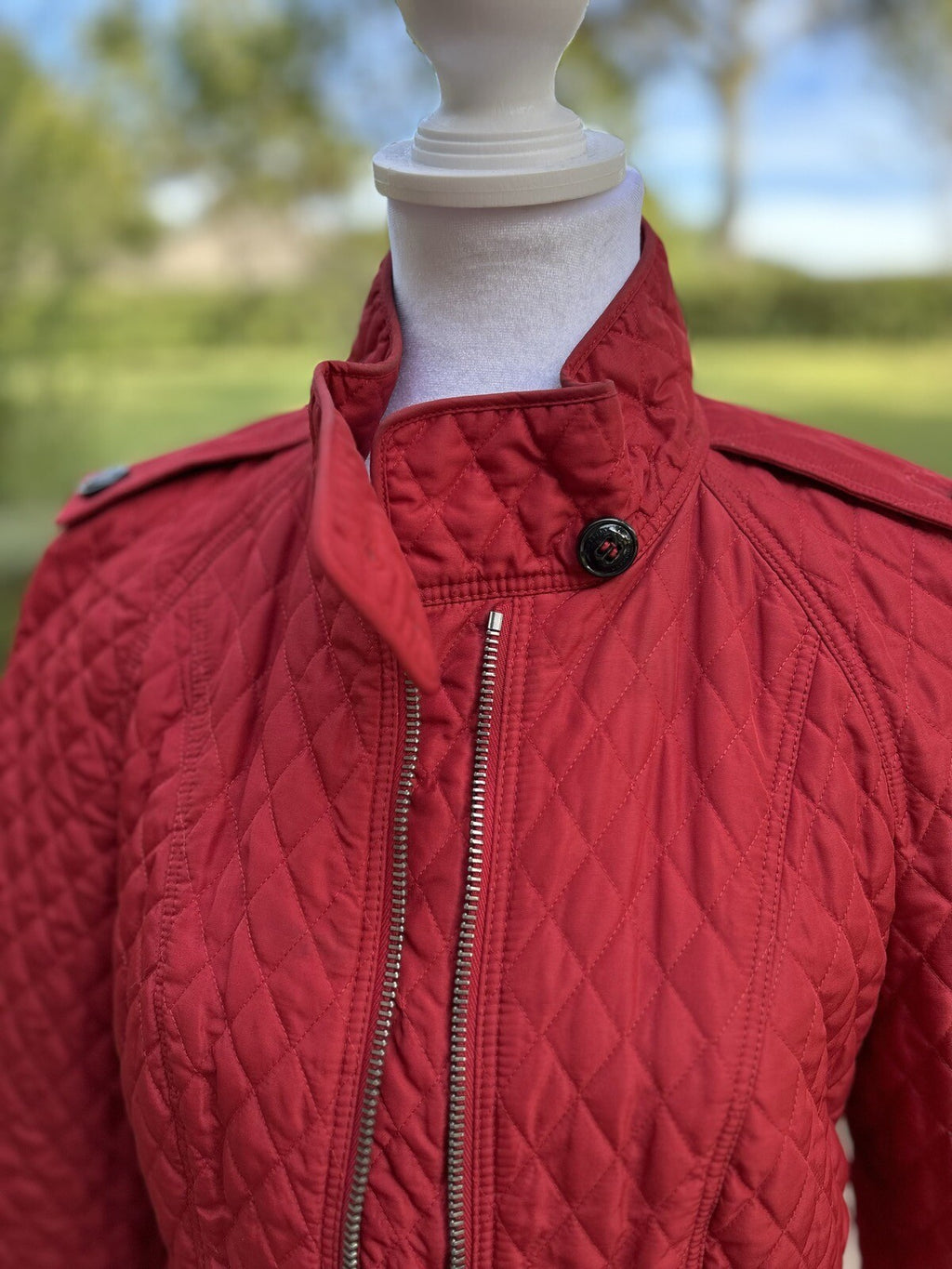 Women Burberry Checks Red Jacket Size 8 Zipper
