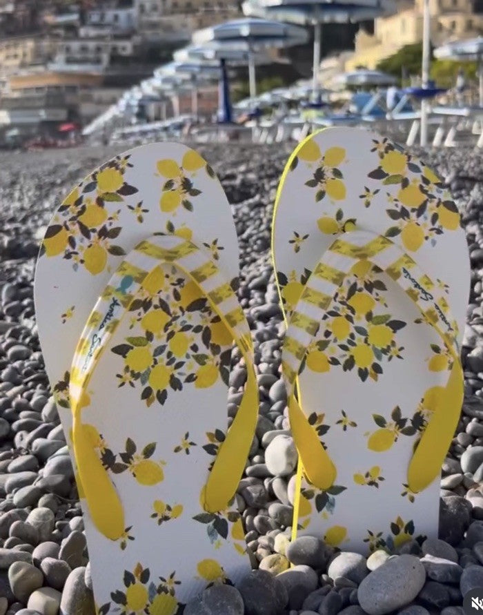 Antica Sartoria 2025 Flip Flops Size 38-39 NWT Green & Yellow Lemons 🍋