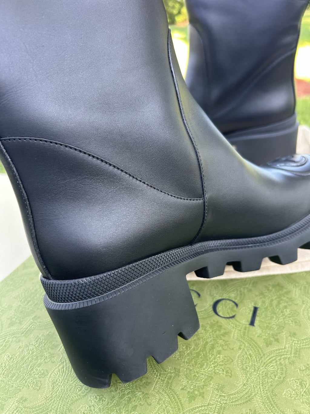 GUCCI  Women Interlocking GG High Leather Boots NIB 39.5