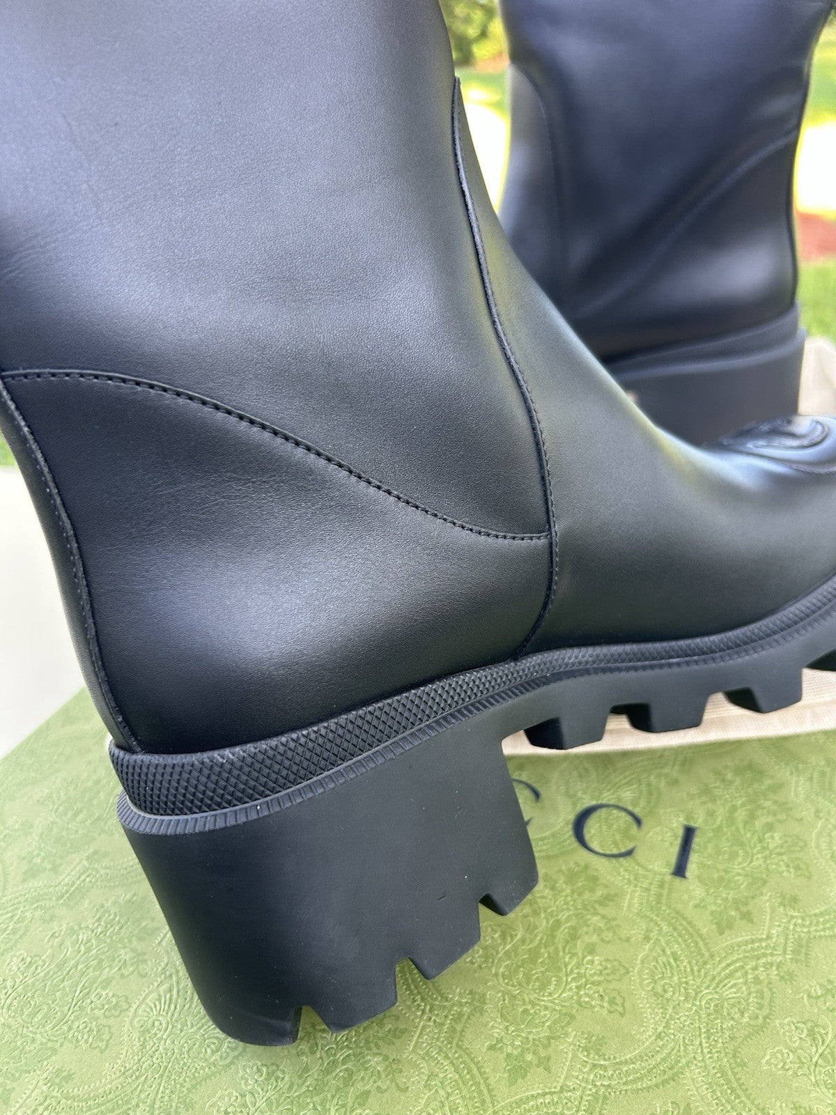 GUCCI  Women Interlocking GG High Leather Boots NIB 39.5