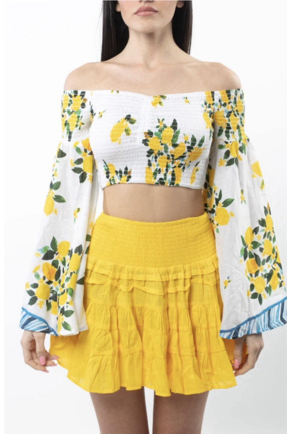 Antica Sartoria 2025 Yellow Skirt Off Shoulder Lemon Top O/S NWT
