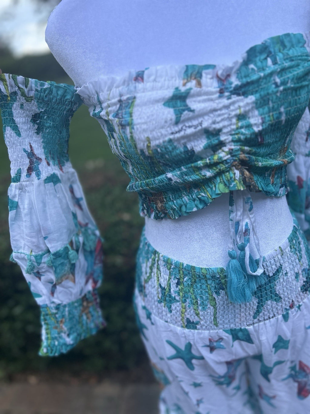 Antica Sartoria 2024 Starfish Top & Pants Set Blue & White Nwt O/S