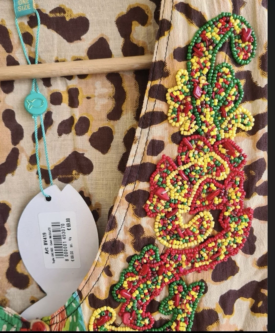 Antica Sartoria Leopard & Flowers 3 Button Flare Dress Top 🐆❤️💚