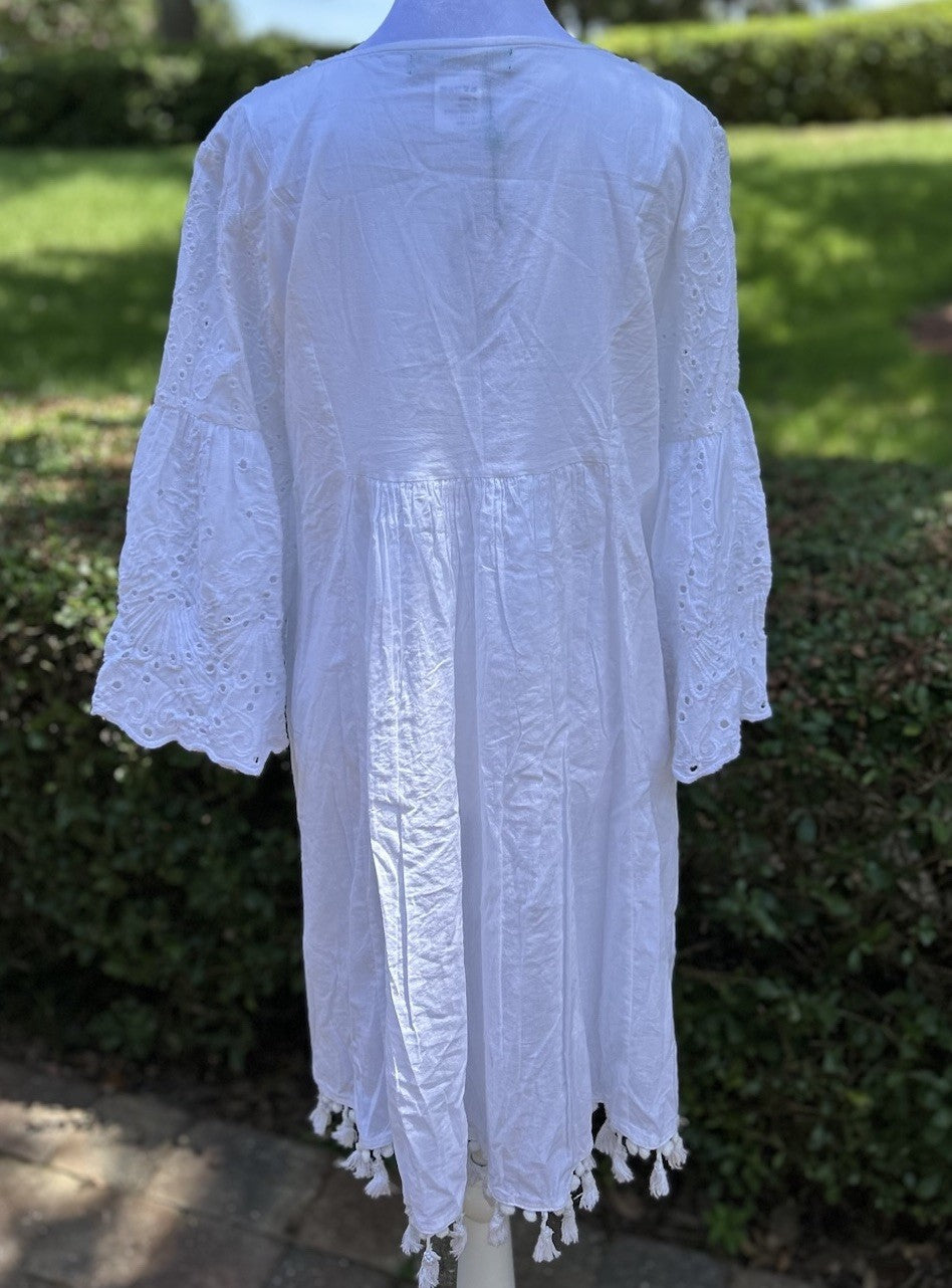 Antica Sartoria 2024 White Beaded V Neck Dress Nwt O/S Gorgeous