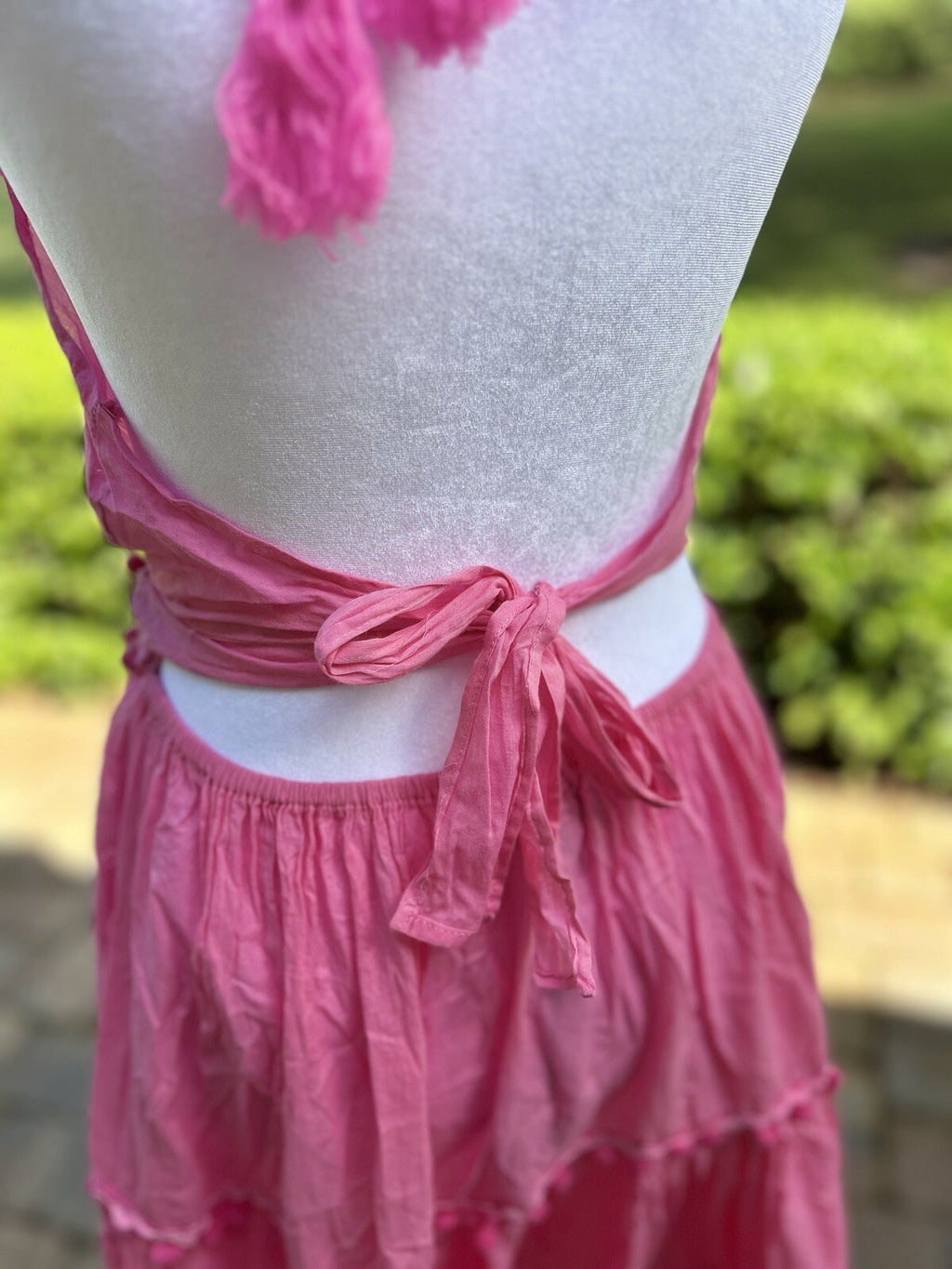 Antica Sartoria Pink Lace Beads Halter Top Backless Dress Nwt O/S