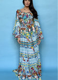 Antica Sartoria Scillian Faces Off Shoulder Long Dress Nwt O/S