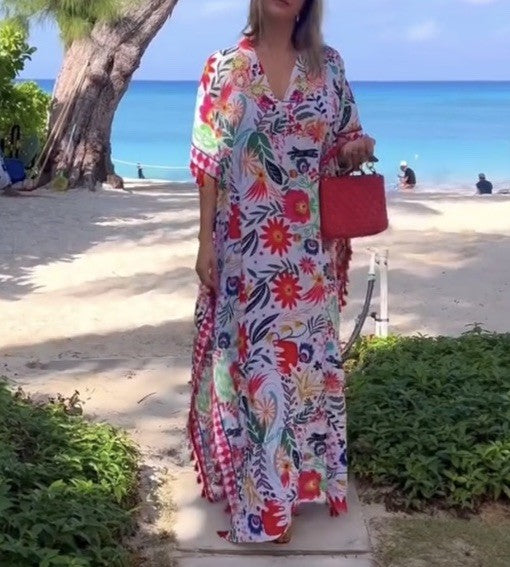 ANTICA SARTORIA 2024 FLOWERS FLOWERS LONG PONCHO/MUMU/KAFTAN NWT OS TO XXL