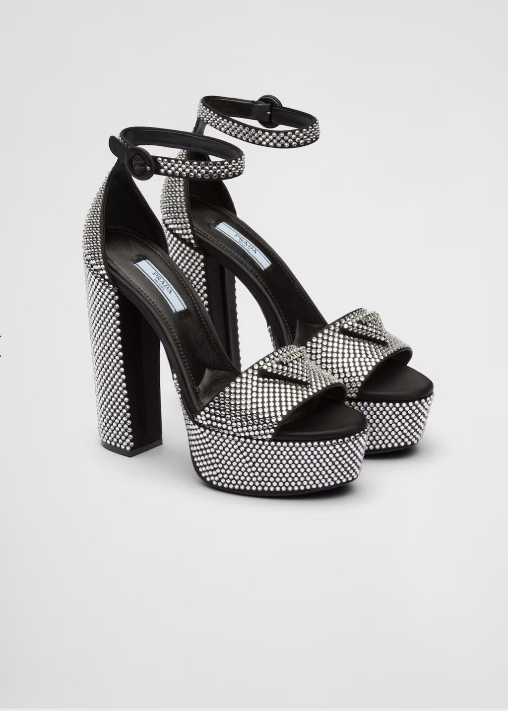 Prada Satin platform sandals with crystals Size 38.5 New 100% Authentic